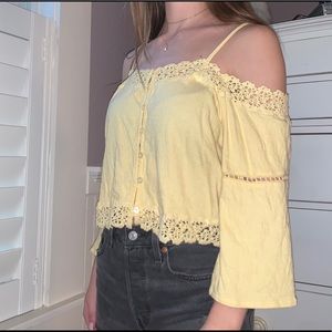 Off the shoulder yellow blouse